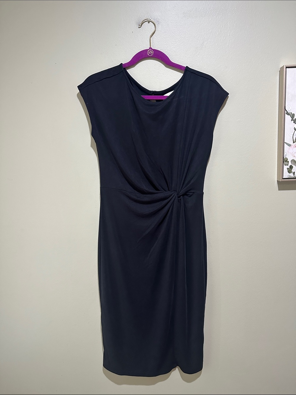 🌹Classic Black Midi Dress with Side Knot Detail